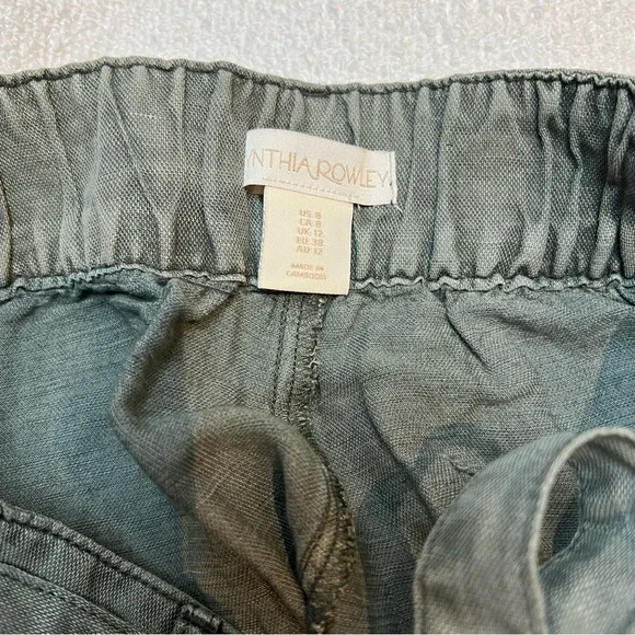 NWT Olive Green Tie-Waist Linen Pants - Picture 4 of 4